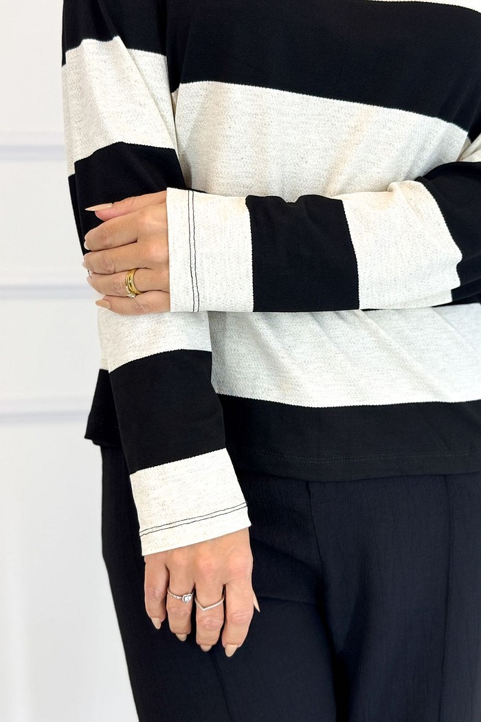 BLUSA VISCOSE LISTRADA GOLA ALTA GAIA