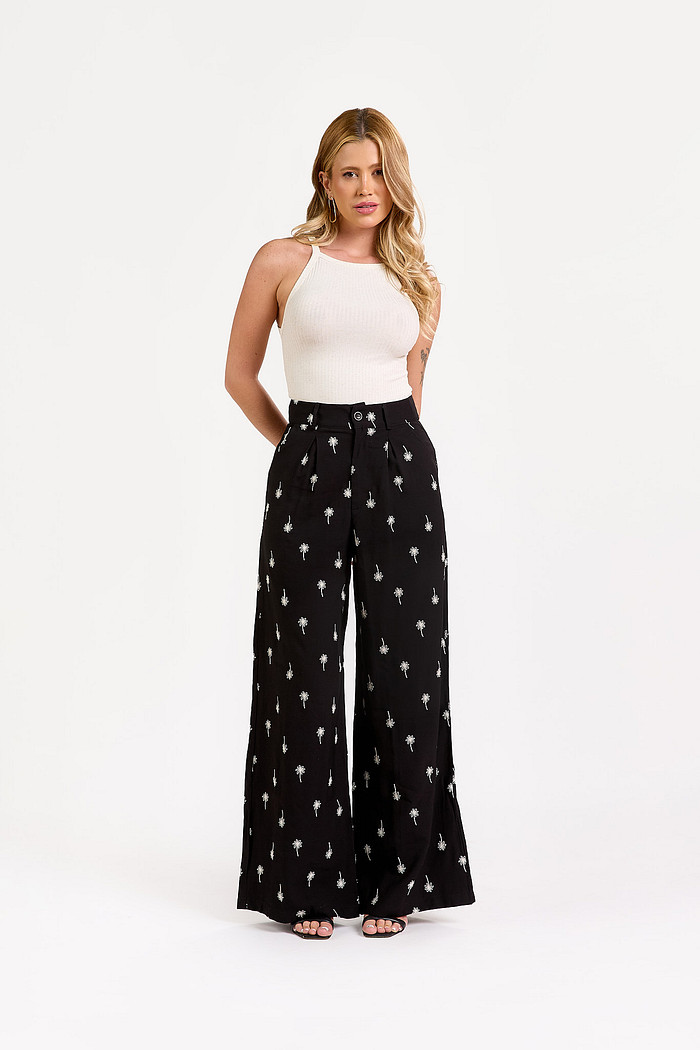 CALÇA BORDADA VISCOSE GAIA 