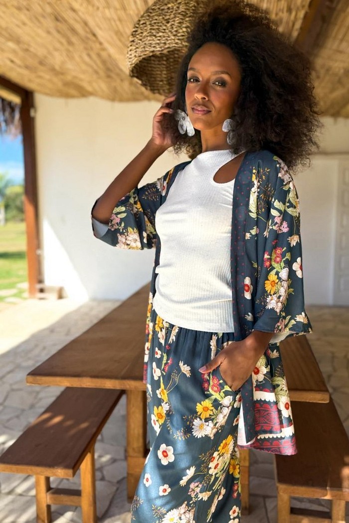 KIMONO VISCOSE NOITE FLORIDA