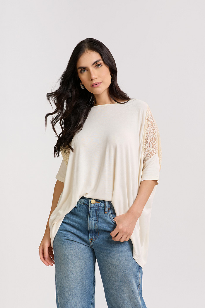 BLUSA VISCOSE COM RENDA BEATRIZ