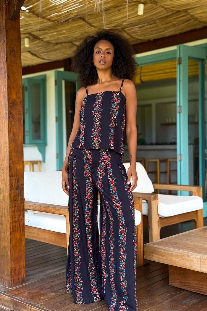 CALCA AMPLA VISCOSE MEU JARDIM