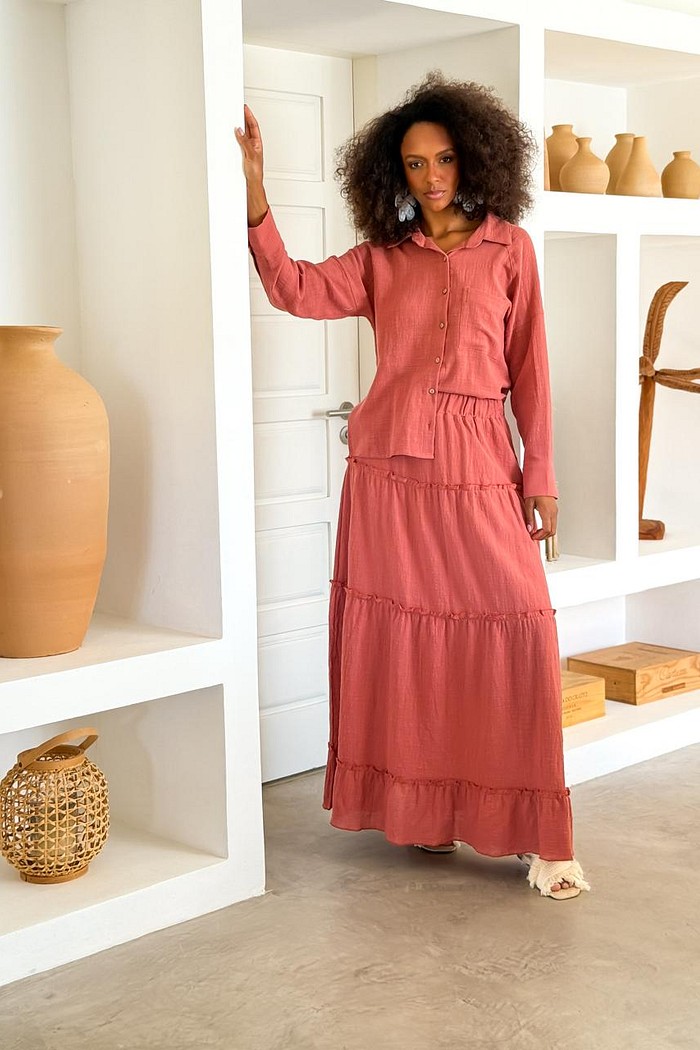 SAIA LONGA ALGODAO BRUMA