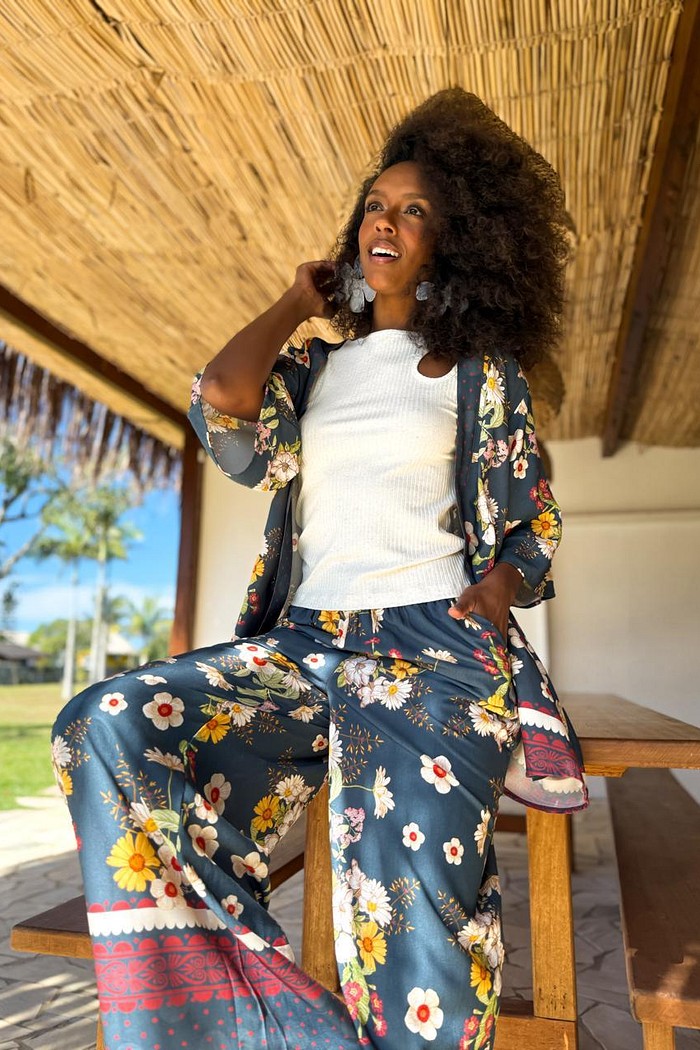 CALÇA RETA VISCOSE NOITE FLORIDA