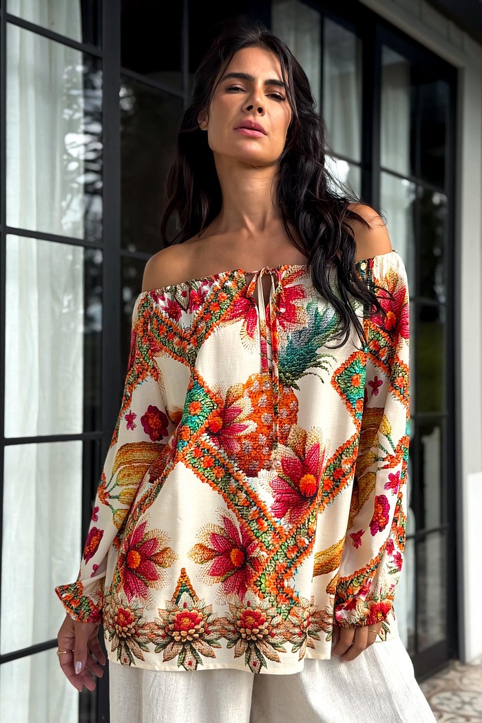 BLUSA VISCOSE FLORA ILUMINADA