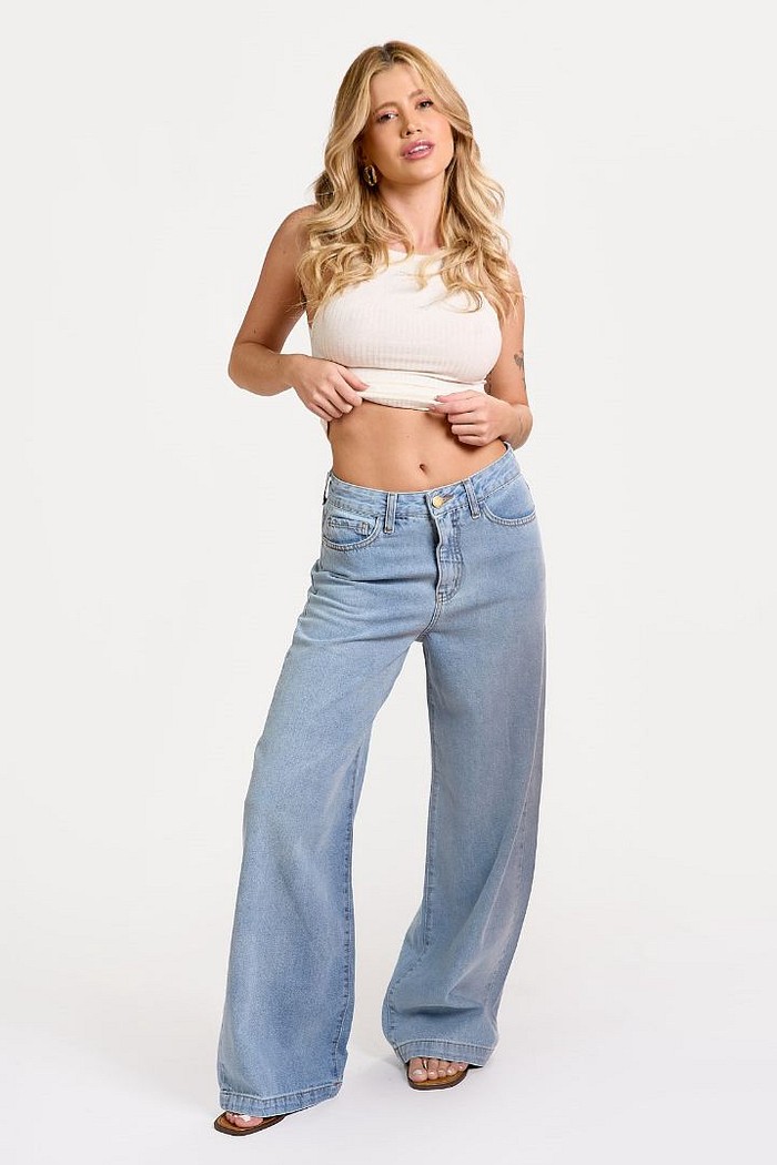 CALCA JEANS WIDE LEG