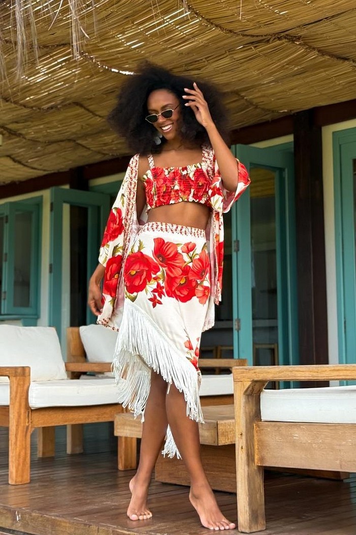 SAIA VISCOSE FRANJA JARDIM REAL