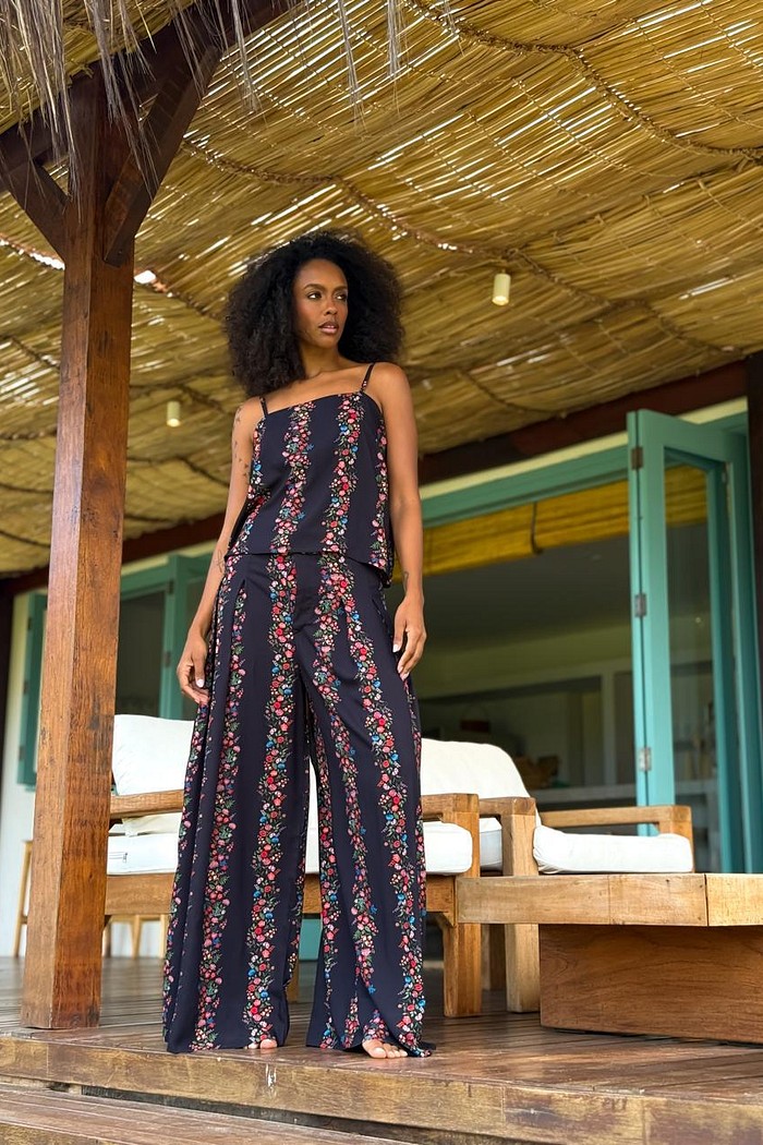 CALCA AMPLA VISCOSE MEU JARDIM