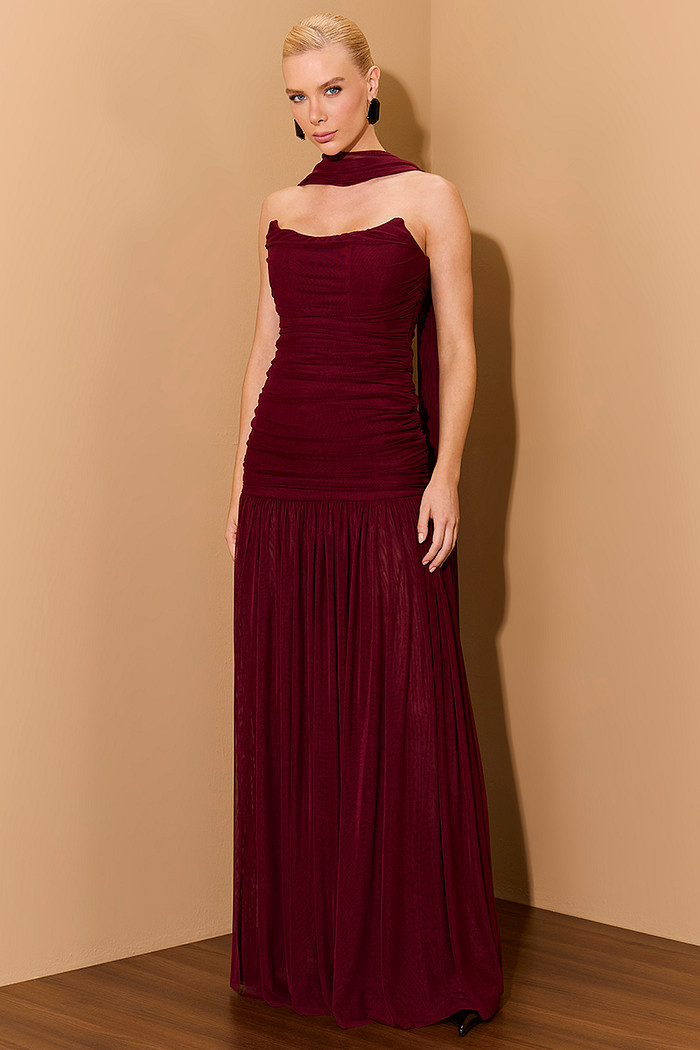 VESTIDO LONGO TULE BUSTO ESTRUTURADO