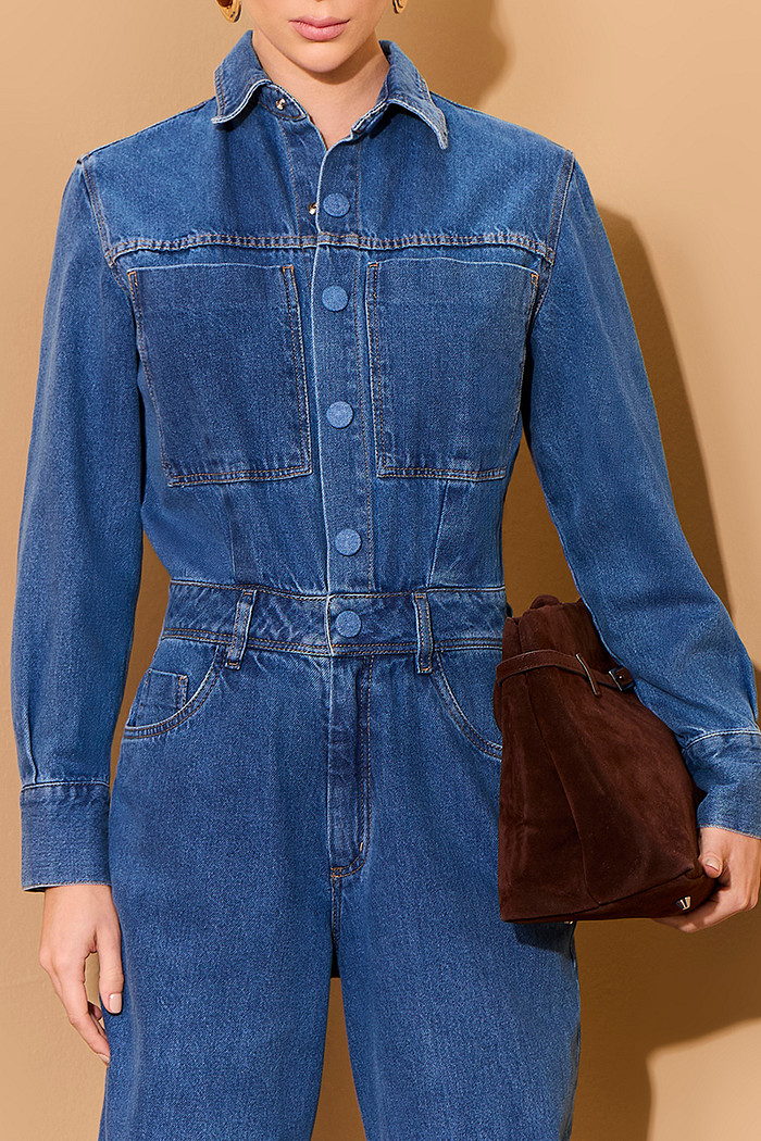 MACACÃO JEANS COM BOTÕES