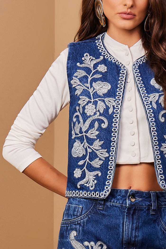 COLETE JEANS BORDADO