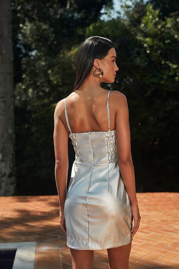 Vestido Leather Fake Metalico