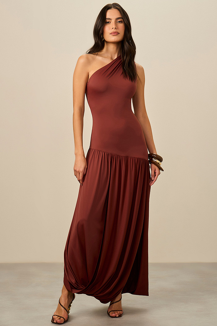 VESTIDO DE MALHA ASSIMÉTRICO