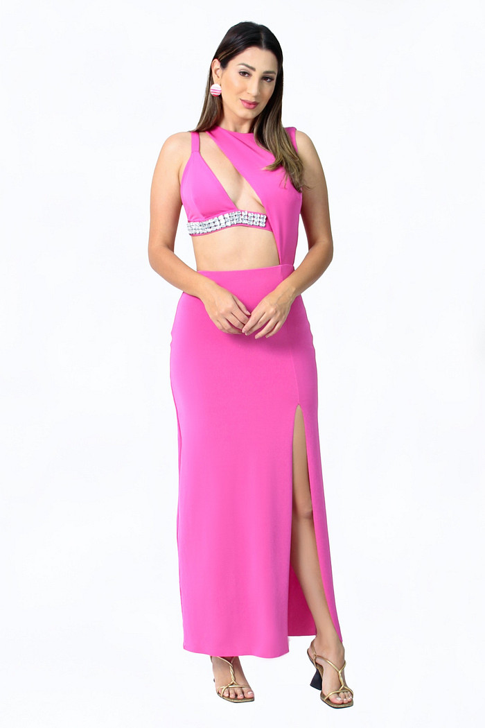 Vestido Midi Em Jersey Bordado Luleg 322