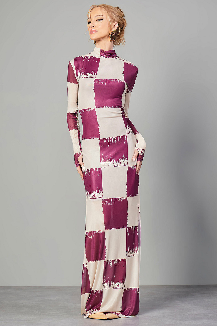 VESTIDO RETO TULE ESTAMPA LOUNGE