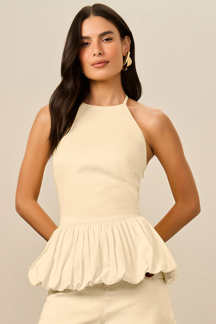 BLUSA SARJA BALONÊ COM ELASTEX