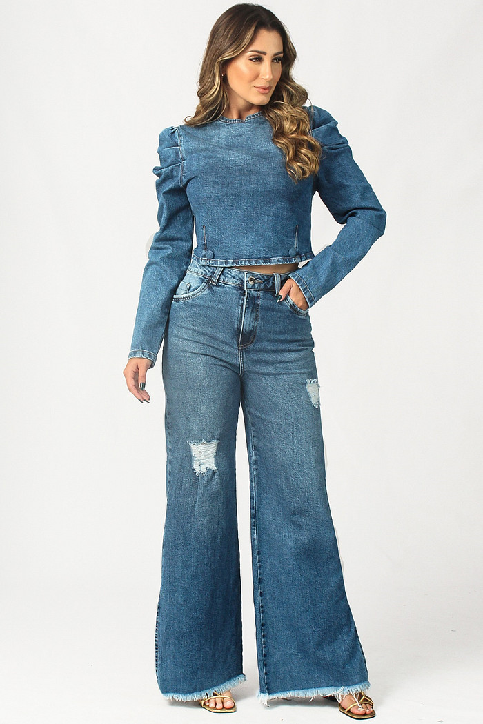 Blusa Jeans Cropped Rzm 222 16