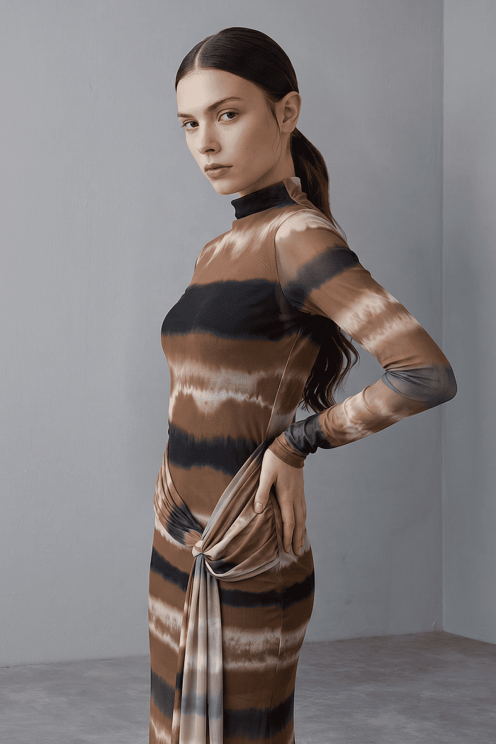 VESTIDO TULE ESTAMPA TIE DYE BOÊMIO