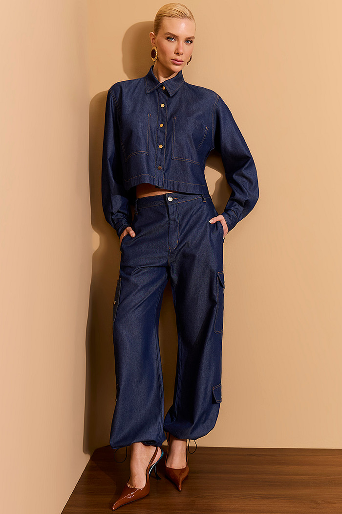 CALÇA JEANS PARACHUTE BOLSOS