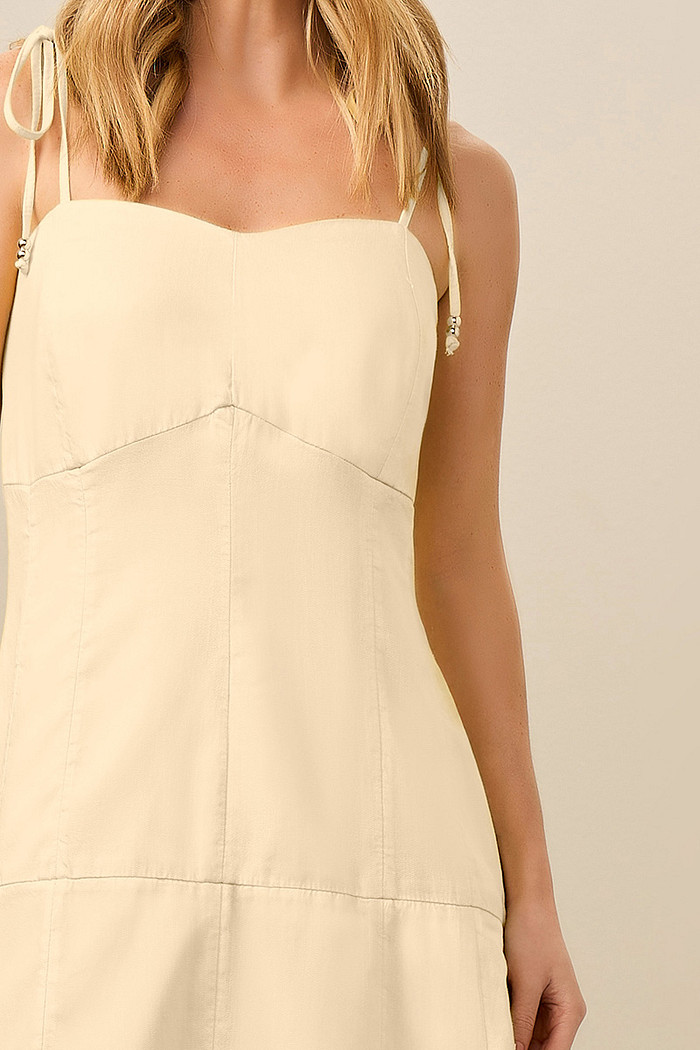 VESTIDO SARJA MIDI RECORTES