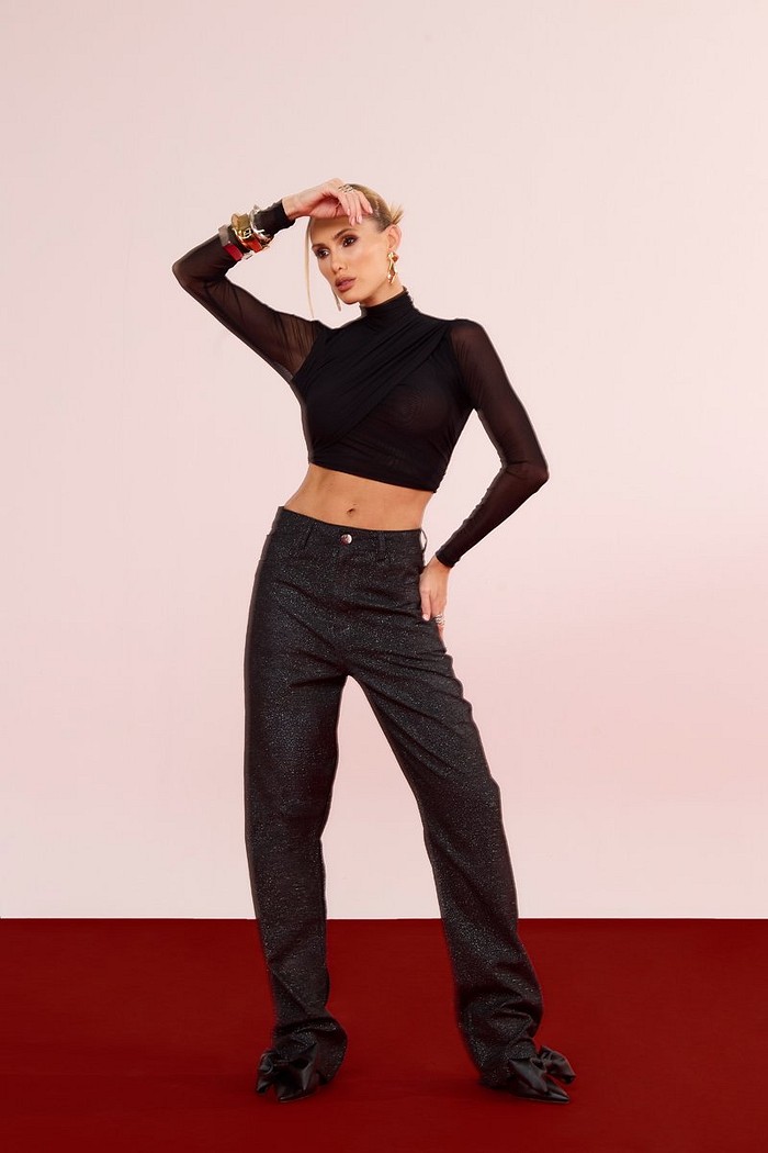 Calca Sarja Reta Brilho