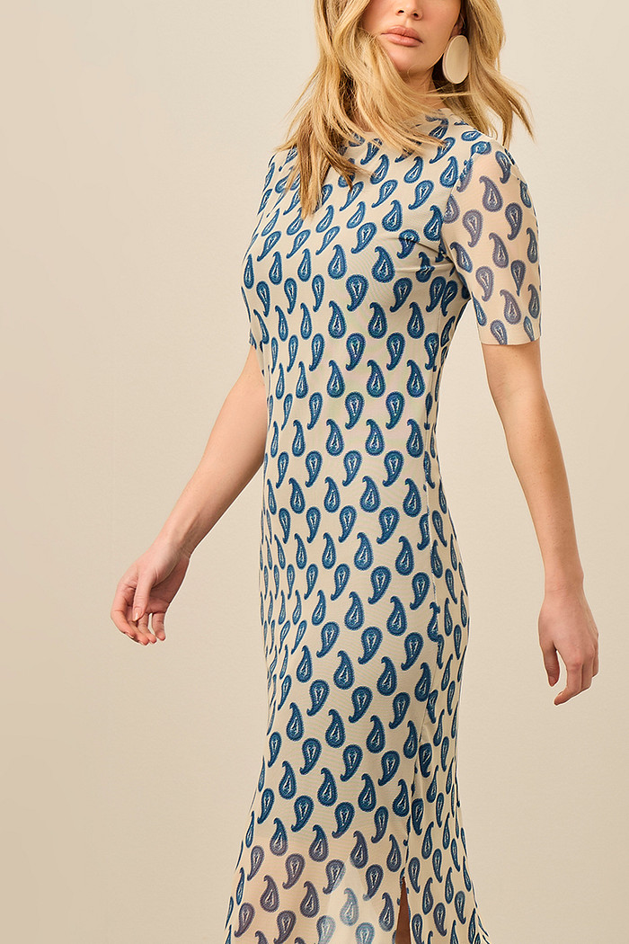 VESTIDO M/C TULE ESTAMPADO