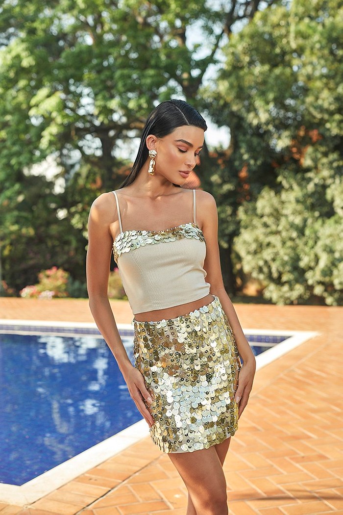 Top De Linho Com Bordado Paete