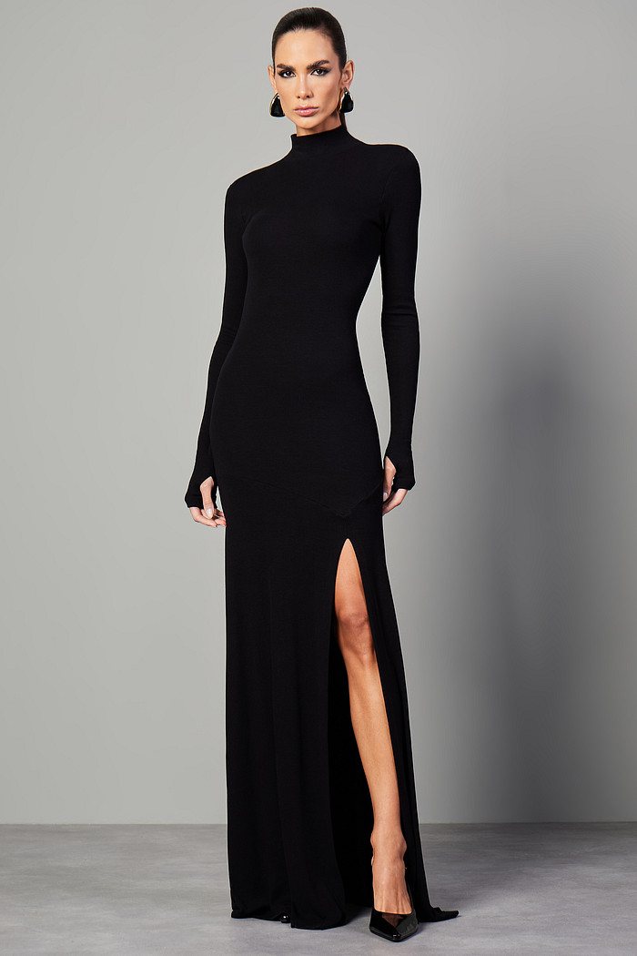 VESTIDO DE MALHA COM FENDA