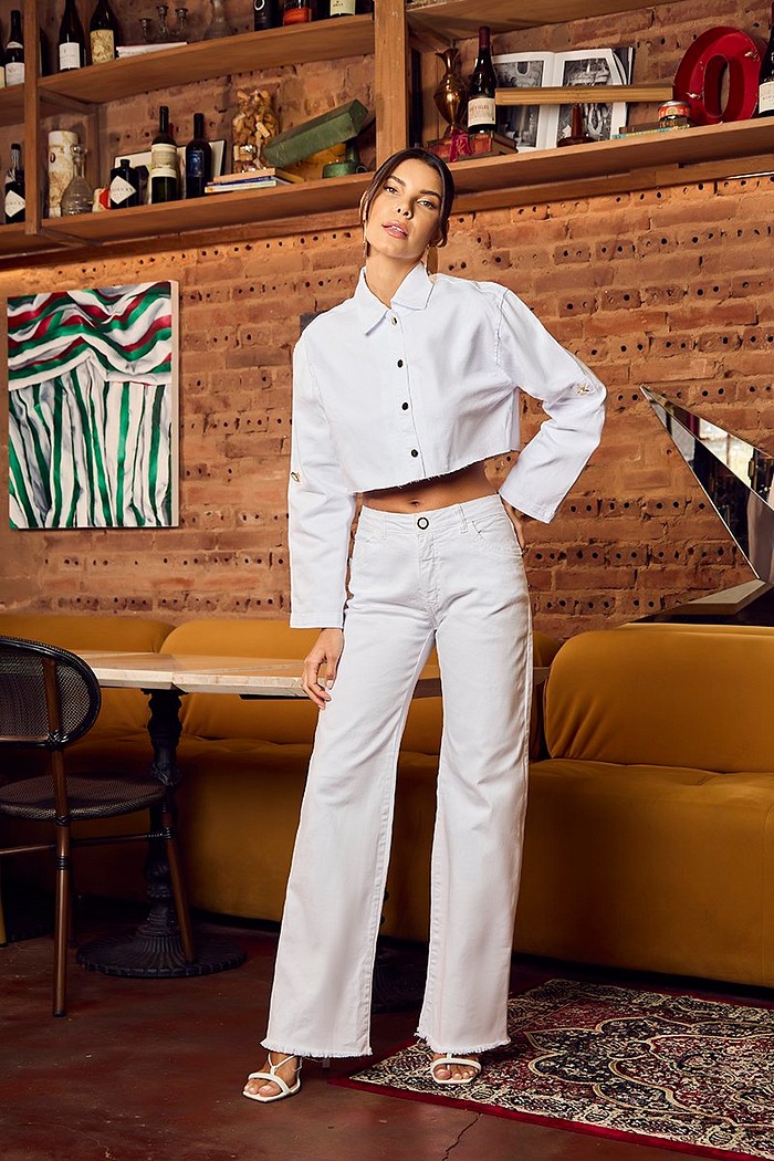 Calca Sarja Wide Leg rzm