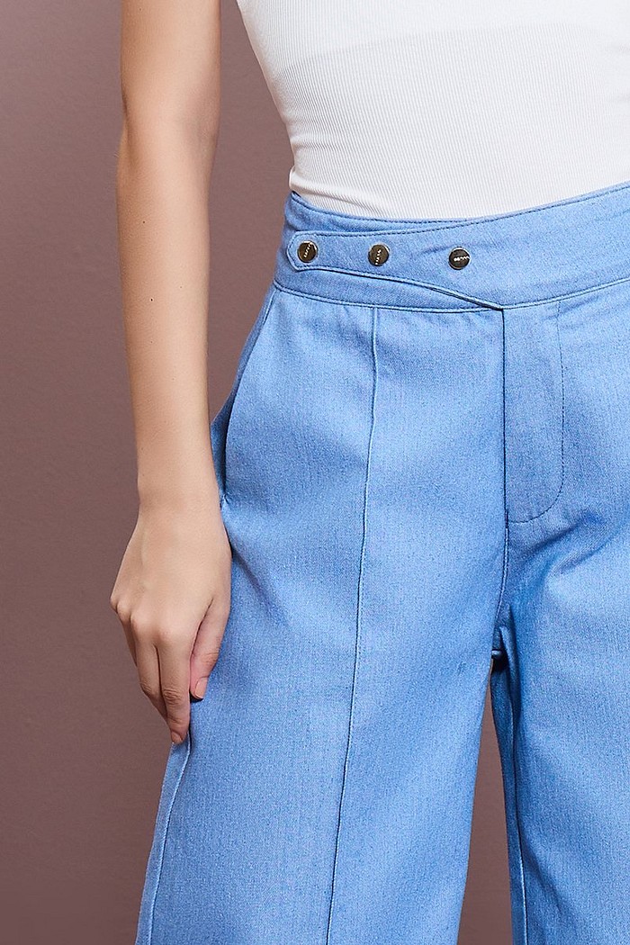 CALÇA JEANS PANTALONA DETALHE BOTÕES