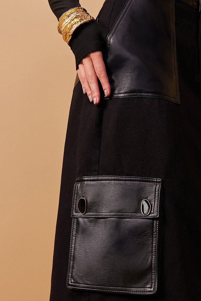 SAIA SARJA MIDI DETALHE LEATHER FAKE