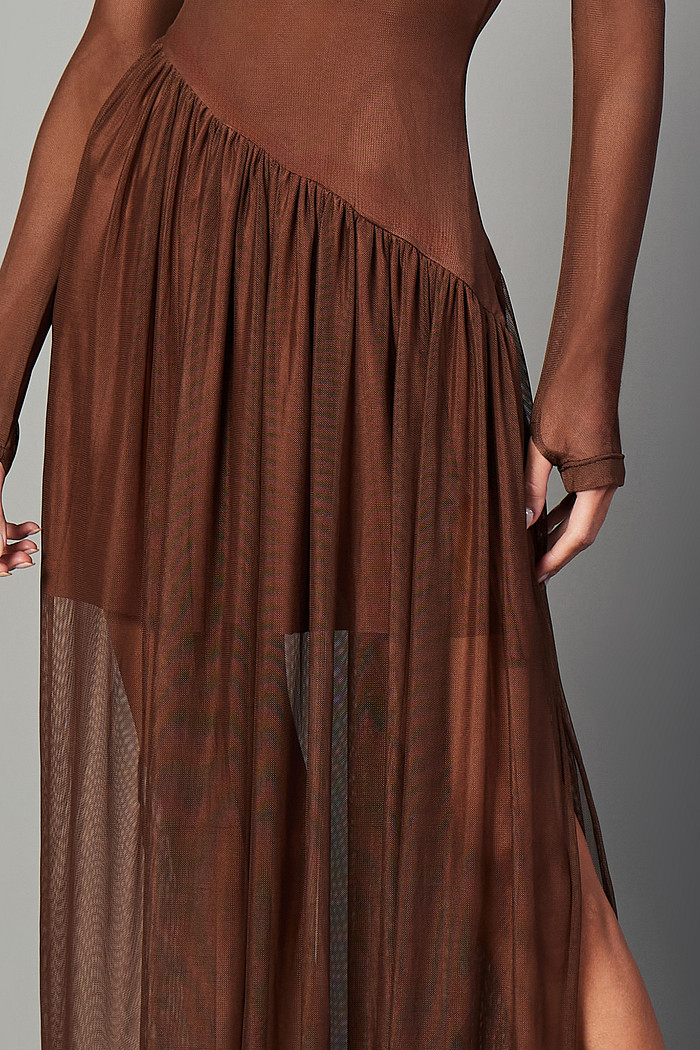 VESTIDO TULE DRAPEADO ACINTURADO