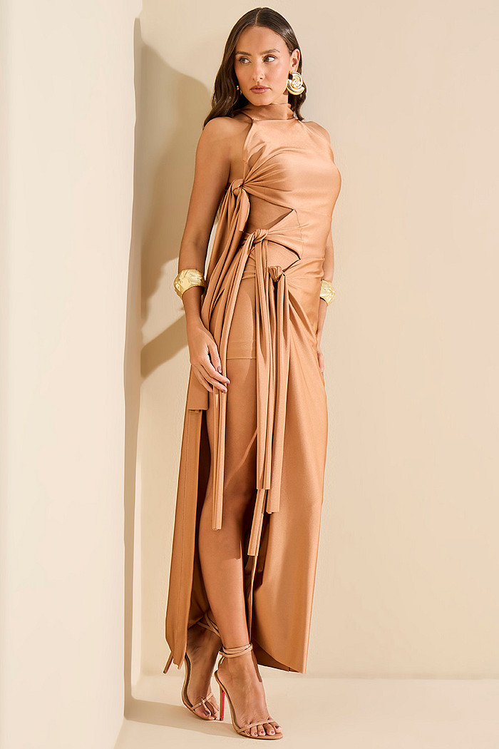 VESTIDO MALHA TRILOBAL COM AMARRAÇÃO