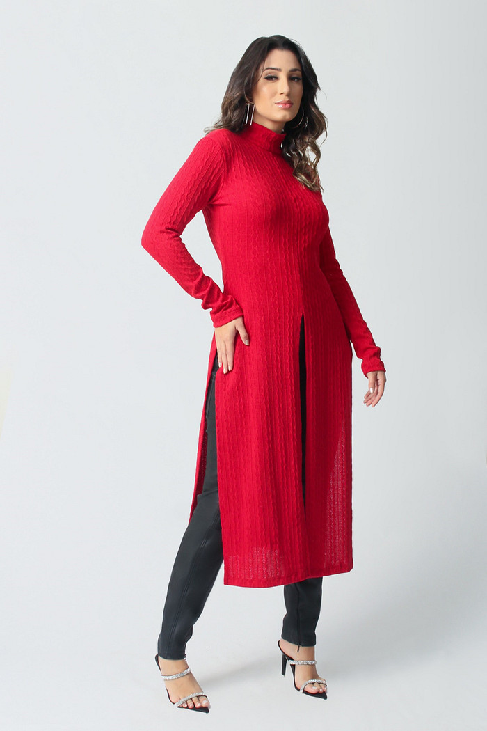 Blusa M/l Alongada Tricot Luleg 223