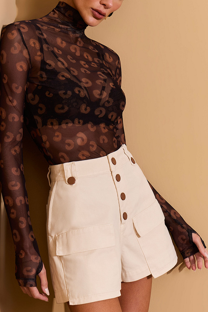 BLUSA MANGA LONGA TULE ESTAMPA REFLEXO