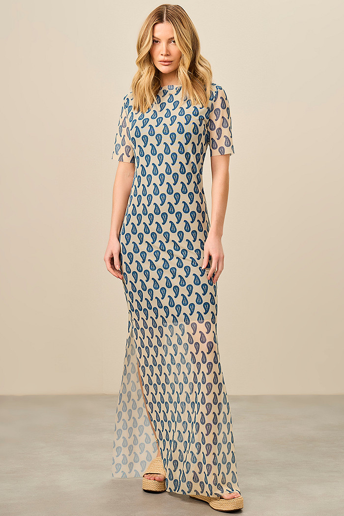 VESTIDO M/C TULE ESTAMPADO