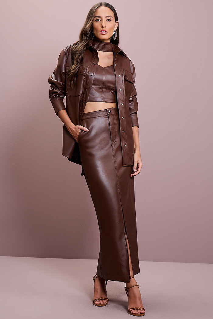 SAIA LEATHER FAKE MIDI