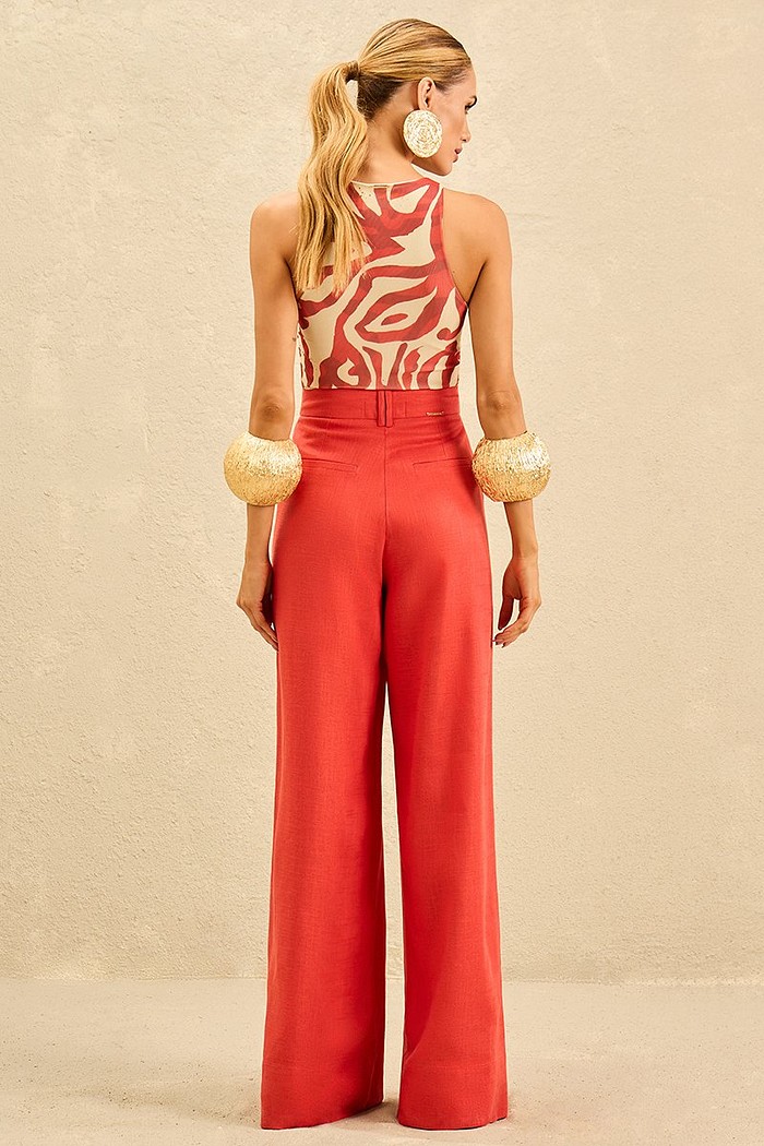 CALÇA PANTALONA ALFAIATARIA EM LINHO