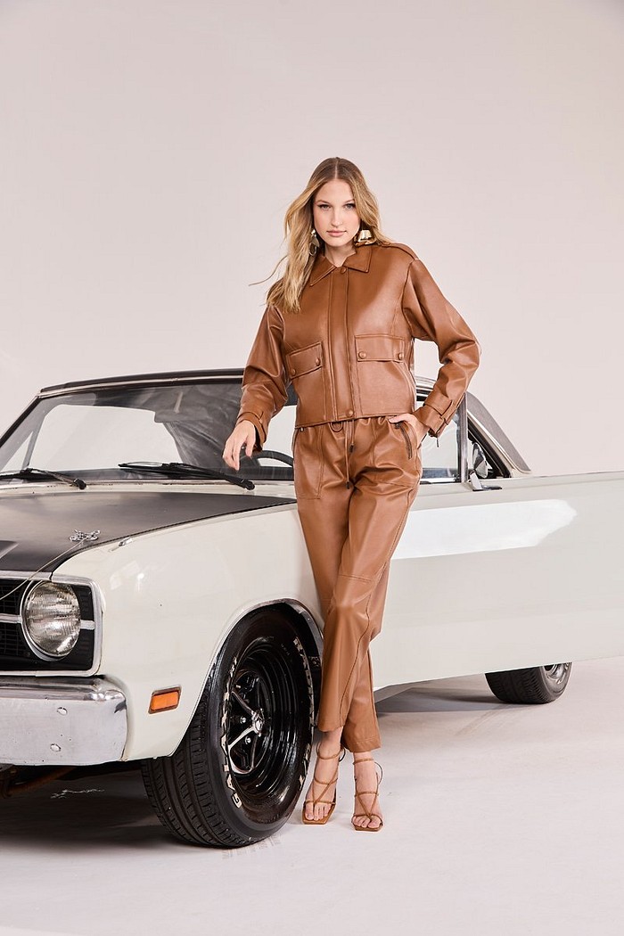 Calca Leather Fake Elastico No Cos