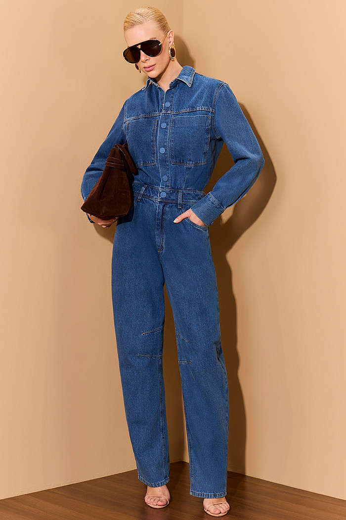 MACACÃO JEANS COM BOTÕES