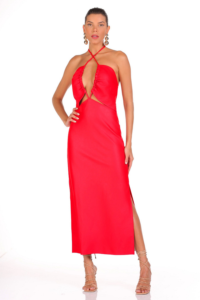 Vestido Midi Leather Fake Viber 123