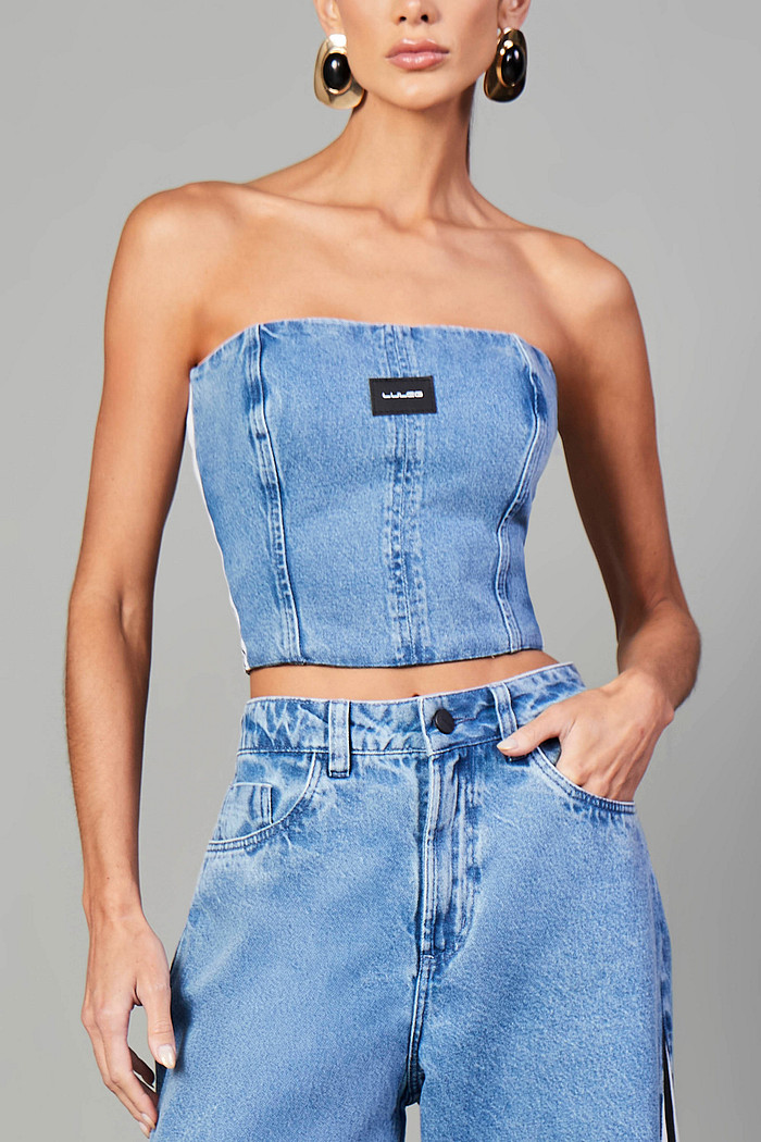 TOP JEANS COMPOSÊ COM LISTRAS