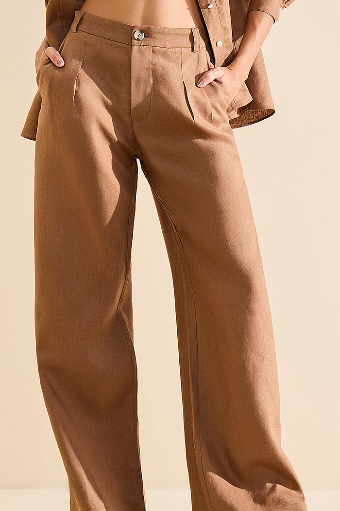 CALÇA PANTALONA LINHO PURO