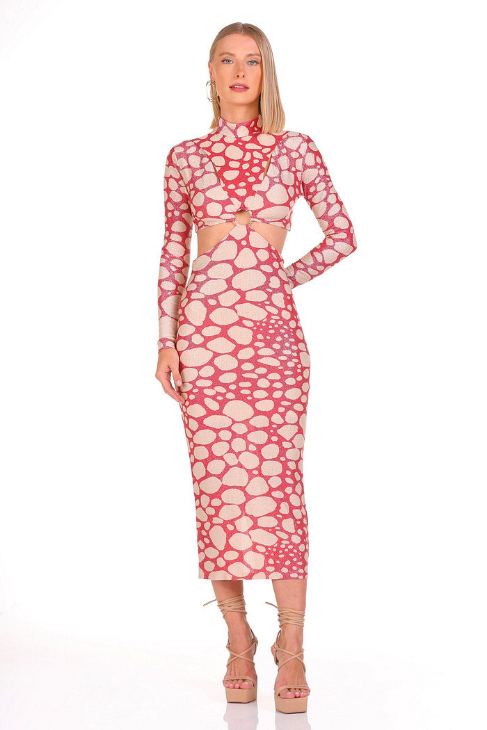 Vestido Midi Estampado Argola Busto Viber 123