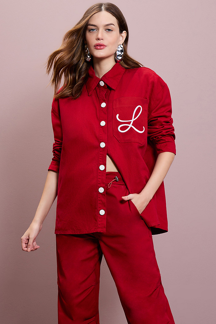 CAMISA SARJA COM BOLSO BORDADO