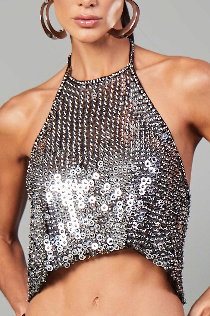 BLUSA TULE FRENTE ÚNICA BORDADA