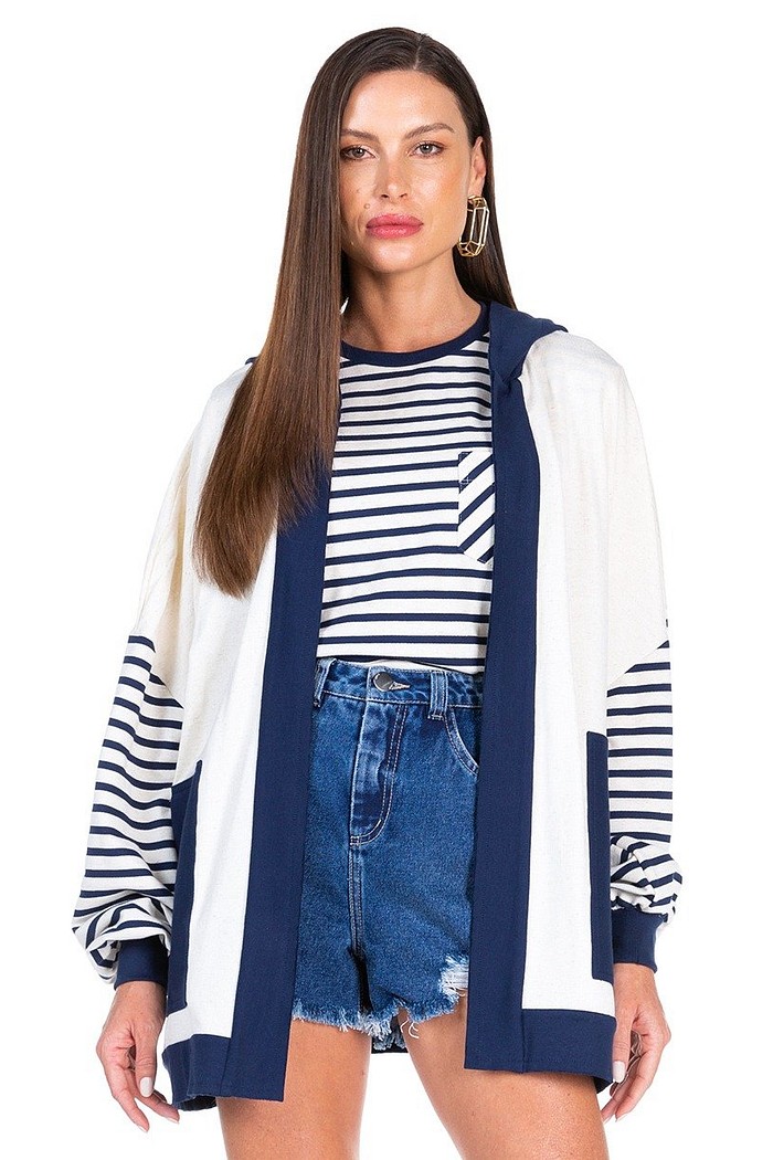 Casaco Amplo Detalhe Listras Viber 222