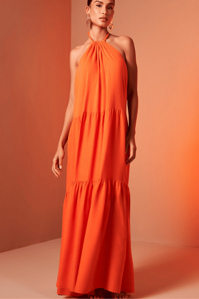 Vestido Longo Detalhe Alca