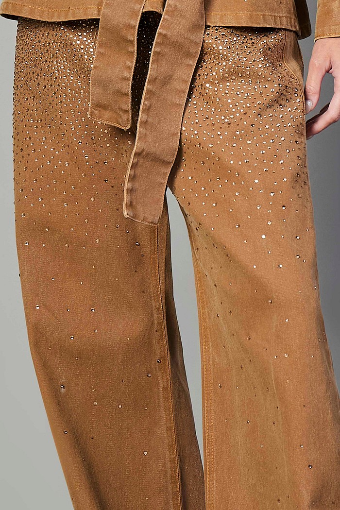 CALÇA SARJA WIDE LEG COM TERMOCOLANTE