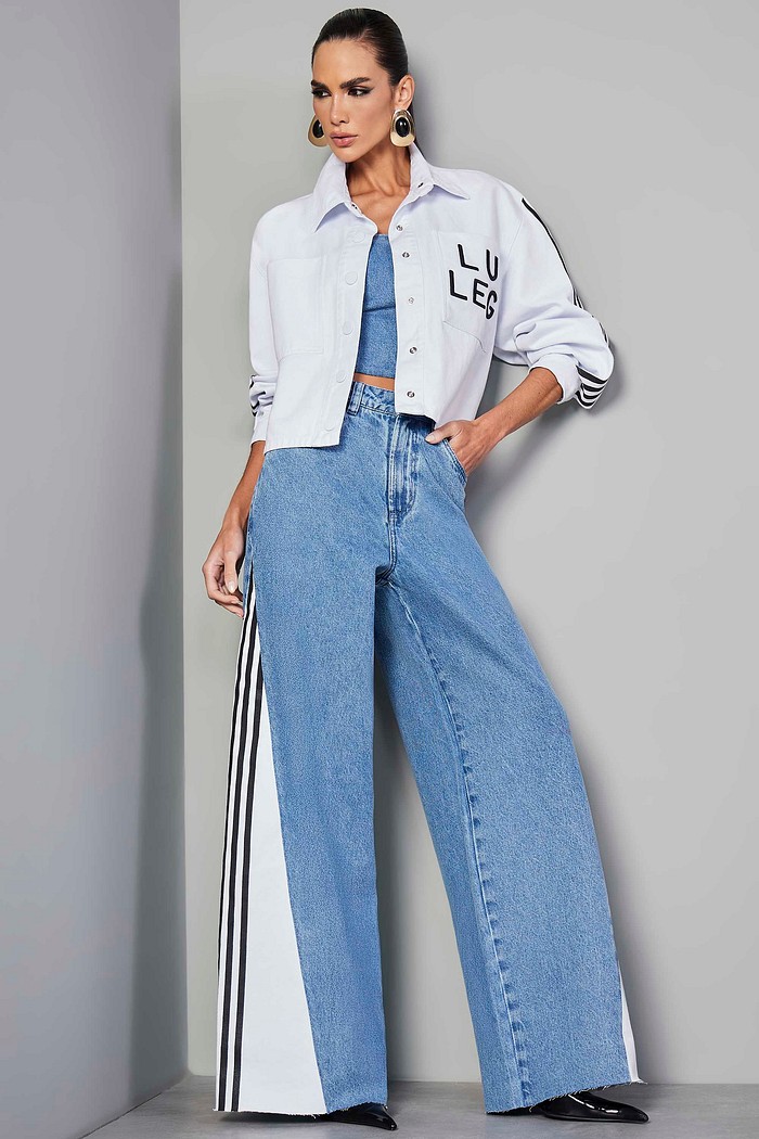 CALÇA JEANS PANTALONA COMPOSÊ COM LISTRA