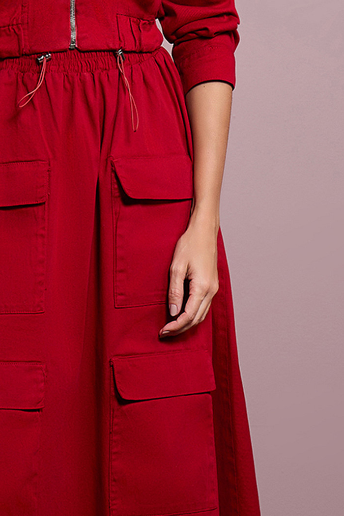 SAIA SARJA MIDI COM DETALHE BOLSOS